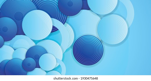 Abstract Circle Smooth Blue Stripes Gradient Background Design, Soft Blue White Curve Background Template Vector