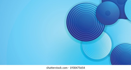 Abstract Circle Smooth Blue Stripes Gradient Background Design, Soft Blue White Curve Background Template Vector