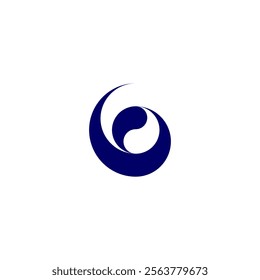 abstract circle spin ying yang logo design vector template blue