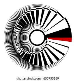 Abstract circle spiral design element. Vector art.