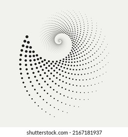 Resumen del fondo de media tonalidad de la espiral circular. Círculo concéntrico abstracto. Elemento espiral, giratorio, twirl para uso multipropósito.