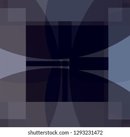 Abstract circle square geometric  pattern.  crossing circlesand squares pattern. Overlapping light and dark blue. Abstract modern composition geometric background.