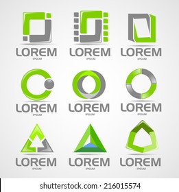abstract circle, square, triangle design concept information Technology vector logo design template