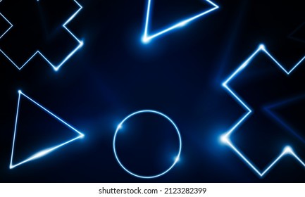 Abstract circle square triangle plus Light out technology and with neon. Hitech communication concept innovation background,  vector design