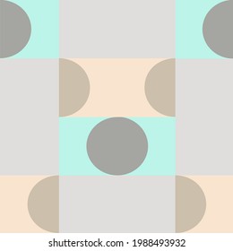Abstract circle and square vector pattern in Scandinavian style. Modern pastel colors. Trendy abstract designs for paper, covers, fabrics, interior decorations, wallpapers and other projects