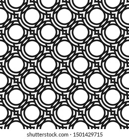 Abstract Circle Striped Line Seamless Pattern Black and White Color. Separate Layer Easy to Edit.