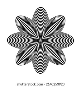 Abstract circle striped lines op art pattern. 3D illusion effect. Vector illustration.