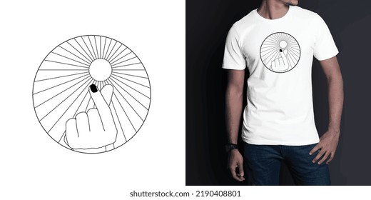 abstract circle sun finger heart gesture t shirt design