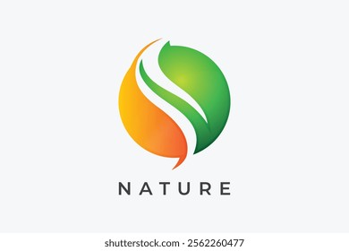 abstract circle sun leaf nature energy logo design element