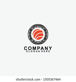 Abstract Circle Sushi Logo Design. Modern Design. Flat Logo. Sushi Logo. Sushi. Vector Illustration