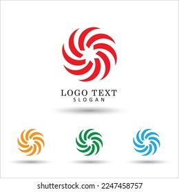 Resumen del logotipo de giro circular. Plantilla de vectores de iconos y símbolos.