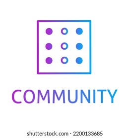 abstract circle symbol inside square, design community concept, social connection icon, with gradient color