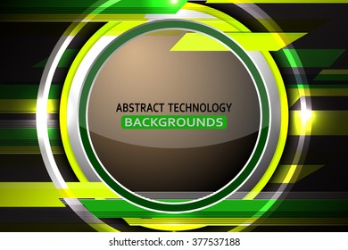 abstract circle tech green background, Vector Illustration