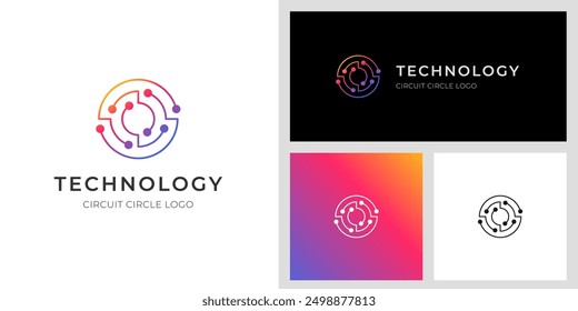 Abstract circle tech logo design line style for digital motion design idea, global solution technology system logo template