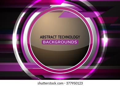 abstract circle tech violet background, Vector Illustration