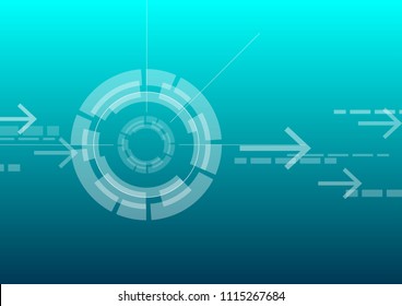 Abstract circle technology background in blue color with arrow