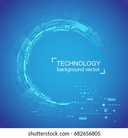 Tecnología de círculo Abstractas azul Fondo. Red digital y concepto de alta tecnología. Sobre Fondo Blanco Con Área De Texto De Muestra.