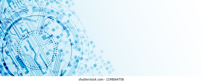 Abstract circle technology concept. Circuit board, high computer color background. Vector illustration