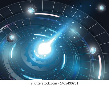 Abstract circle technology concept. Circuit board, high computer color background