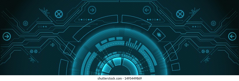 Abstract circle technology concept. Circuit board, high computer color background.