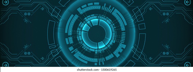 Abstract circle technology concept. Circuit board, high computer color background.