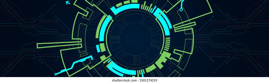 Abstract circle technology concept. Circuit board, high computer color background.