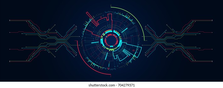 Abstract circle technology concept. Circuit board, high computer color background. Vector illustration