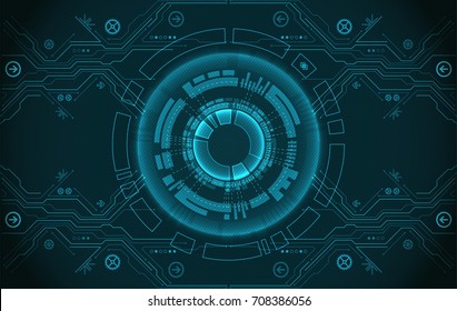 Abstract circle technology concept. Circuit board, high computer color background. Vector illustration