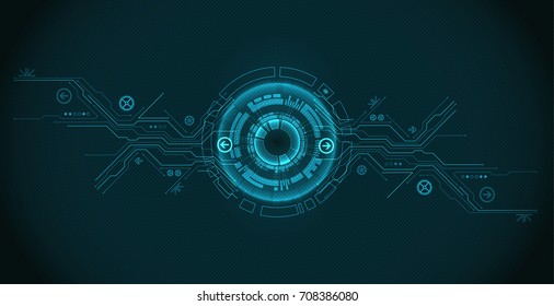 Abstract circle technology concept. Circuit board, high computer color background. Vector illustration