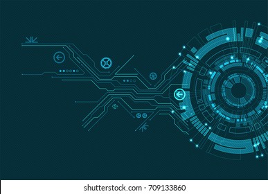 Abstract circle technology concept. Circuit board, high computer color background. Vector illustration