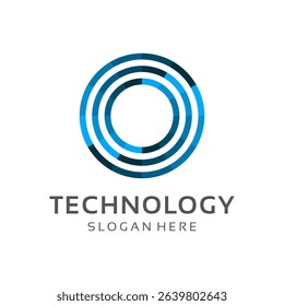 Abstract circle technology logo design for tech data and innovation