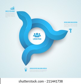 Abstract circle three arrows 3D digital illustration Infographic clean style. Vector illustration can be used for workflow layout, diagram, number options, web design, presentation.