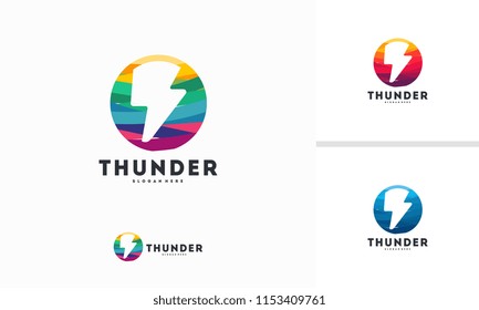 Abstract Circle Thunder Flash logo designs, Electricity logo template
