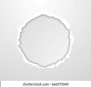 Abstract Circle Torn Paper Edge Background. Grey Vector Frame Design