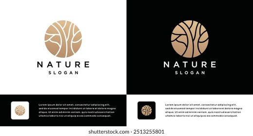 Abstract Circle Tree vector logo design.Natural Vector Tree Logo.	