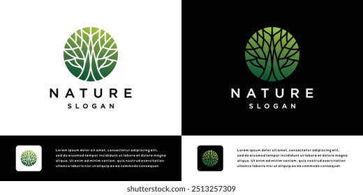 Abstract Circle Tree vector logo design.Natural Vector Tree Logo.	
