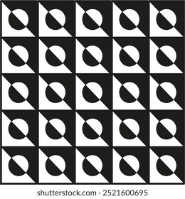 Abstract circle and triangle pattern. Geometric shapes in repeated grid layout. Modern vector design.