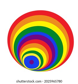 Abstract circle, trumpet in LGBT color. Bright color. Vector illustration.