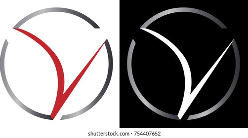 abstract circle with "V" / ball / minimalistic business logo