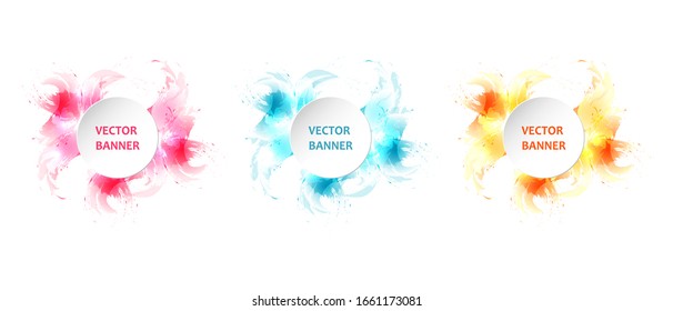 Abstract circle watercolor splash, graphic design frame with text for banner, flyer, poster, advertisement