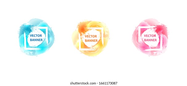 Abstract circle watercolor splash, graphic design frame with text for banner, flyer, poster, advertisement