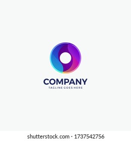 abstract circle wave gradient colorful logo design template. Vector illustration