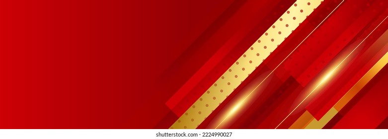 Abstract circle wave line red and gold shapes background banner