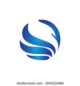 abstract circle wave logo icon flat concept vector graphic design