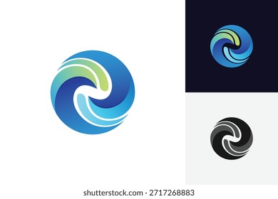 Estilo moderno del remolino del gradiente 3D del logotipo Abstractas de la onda del círculo para el inicio de la tecnología o la identidad ambiental del App