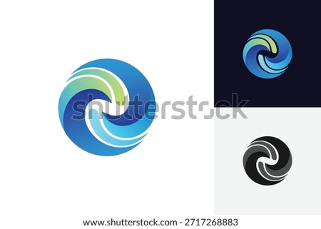 Abstract circle wave logo modern 3D gradient swirl style for technology startup or environmental app identity