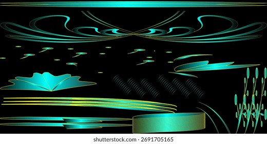 Onda circular Abstractas con puntos en movimiento. Flujo de partículas. Ilustración de tecnología cibernética. Representación 3D