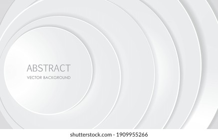 Abstract circle wave shape overlap white and grey metallic design with space for content. Abstract white circle overlapping layer. Modern and luxury cover template for use design element. Vector EPS10