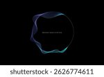 Abstract circle wavy flowing curve pattern by colorful gradient green purple orange on dark background. Suit for music, digital, communication, website, flyer. Vector illustration	