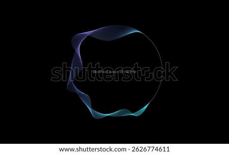 Abstract circle wavy flowing curve pattern by colorful gradient green purple orange on dark background. Suit for music, digital, communication, website, flyer. Vector illustration	